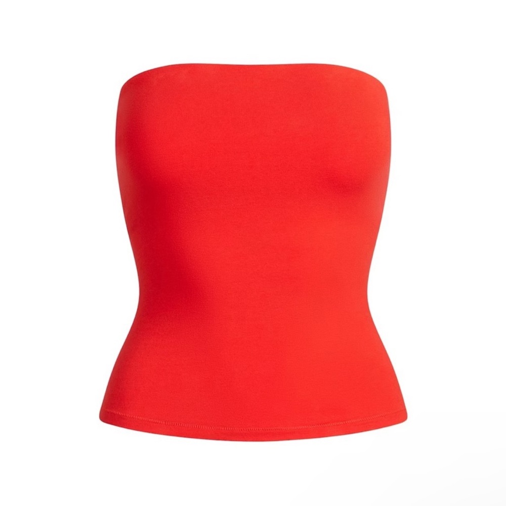 Skims NWT Cotton Jersey Tube Top RUBY RED Sz Medium - Picture 3 of 7